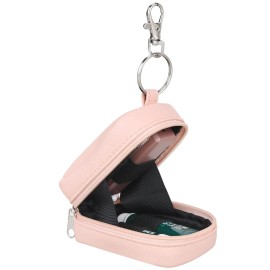 Meiiy Chapstick Holder Bag Small Lip Balm Sleeve Pouch Lipstick Portable Storage Bag Lip Gloss Case With Hook Accessories Gift for Women (pink)