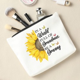 Granny Gift, Grandma Birthday Gift, Best Granny Ever Cosmetic Bag, Mother\'s Day Gift, Christmas Thanksgiving for Grandma Travel Makeup Bag, Grandma, Nana Grandmother, Gigi, Sunflower Make up Bag