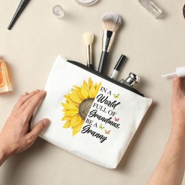 Granny Gift, Grandma Birthday Gift, Best Granny Ever Cosmetic Bag, Mother\'s Day Gift, Christmas Thanksgiving for Grandma Travel Makeup Bag, Grandma, Nana Grandmother, Gigi, Sunflower Make up Bag