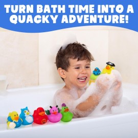 Playbees Assortment Rubber Duck Toy Duckies for Kids - 25 Pack - Sensory Play, Stress Relief, Stocking Stuffers, Bath Birthday Gifts Baby Showers Classroom Incentives, Summer Beach and Pool Activity
