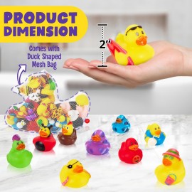 Playbees Assortment Rubber Duck Toy Duckies for Kids - 25 Pack - Sensory Play, Stress Relief, Stocking Stuffers, Bath Birthday Gifts Baby Showers Classroom Incentives, Summer Beach and Pool Activity