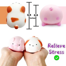 ZTATU Squishy Dogge & Piggy Stress Balls for Kids Squishy Fidget Toys (2-Pack) Sensory Stress Toys, Stress Dough Ball Party Favors Stress Relief Gifts, Autism Sensory Toys for Autistic Children
