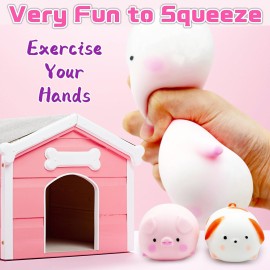 Squishy Pig Stress Balls for Kids Splash Piggy Squishy Ball Fidget Toys (1PCS) Animal Stress Toys Squeeze Dough Ball Stress Relief Toy Autism Sensory Toys for Autistic Children Party Favors
