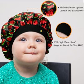 Wimnkuv 4 Pieces Silky Satin Bonnet for Kids, Soft Sleeping Bonnets With Elastic Wide Band, Hair Bonnet for Girls Multicolor
