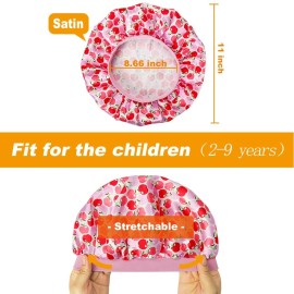 Wimnkuv 4 Pieces Silky Satin Bonnet for Kids, Soft Sleeping Bonnets With Elastic Wide Band, Hair Bonnet for Girls Multicolor