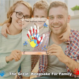 Bixinyo Family Handprint Kit with Light, Baby Hand and Footprint Kit, Family Gifts for New Parents, Adoption Gifts, Baby Shower New Mom Gifts, Wooden Craft Family Keepsake