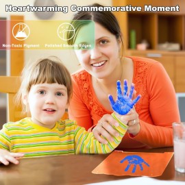 Bixinyo Family Handprint Kit with Light, Baby Hand and Footprint Kit, Family Gifts for New Parents, Adoption Gifts, Baby Shower New Mom Gifts, Wooden Craft Family Keepsake