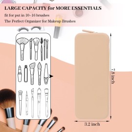 Sakolla Travel Makeup Brush Holder, Silicone Makeup Brush Bag with Zipper Closure, Makeup Brushes Organizer Case Washable Makeup Pouch Holder Case for Daily, Work, Essentials (Khaki)