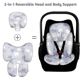 TANOFAR Infant Car Seat Head Support, Soft Baby Carseat Head & Body Support, Elephant Baby Car Seat Insert Cushion for Newborn Boys