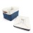 HYGGE + Linen Storage Bin Basket 15.8 x 12.5 x 10 Durable fabric & lightweight design. Great for storing toys, books, linens, games, clothing, baby products & more! (WHITE/BLUE, 2 PACK)