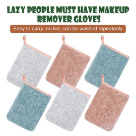PHOGARY 6 Pack Microfiber Body Wash Mitts, 68 Inch Super Absorbent & Soft Face Mitten, Coral Fleece Bath Spa Cloth, Reusable Makeup Remover Mitt Gloves, 3 Colors