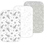Bassinet Sheets for Maxi-COSI Iora, Papablic 2 in 1 Bonni, Cowiewie Baby Bassinet Bedside Sleeper, 3 Pack, 33x20 Inch, Ultra Soft, Breathable Snug Fit, Unisex Boys Girls, Gray White (Space Rockets)