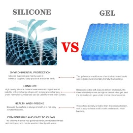 Silicone Seat,Car Chair Back Cushion,Cooling seat Cushion Thick Big Breathable Honeycomb Design Absorbs Pressure Points Seat Cushion with Non-Slip Cover Gel Cushion for Office Chair Home Car seat