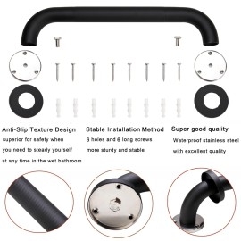 Rackickyer Shower Grab Bar, 2 Pack 12 Inch Black Bathroom Grab Bar, 1.25 Diameter 304 Stainless Steel Anti-Slip Grab Bars for Bathtubs and Showers, Handicap Shower Grab Bar for Seniors Elderly Rackickyer Shower Grab Bar, 2 Pack 12 Inch Black Bathroom Grab Bar, 1.25 Diameter 304 Stainless Steel Anti-Slip Grab Bars for Bathtubs and Showers, Handicap Shower Grab Bar for Seniors Elderly