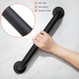 Rackickyer Shower Grab Bar, 2 Pack 12 Inch Black Bathroom Grab Bar, 1.25 Diameter 304 Stainless Steel Anti-Slip Grab Bars for Bathtubs and Showers, Handicap Shower Grab Bar for Seniors Elderly Rackickyer Shower Grab Bar, 2 Pack 12 Inch Black Bathroom Grab Bar, 1.25 Diameter 304 Stainless Steel Anti-Slip Grab Bars for Bathtubs and Showers, Handicap Shower Grab Bar for Seniors Elderly