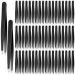 Lasnten 64 Pieces Eyebrow Tweezers for Women Men Slanted Precision Stainless Steel Tweezers Facial Hair Removal Ingrown Hair Eyelash Extension Plucking Blackhead(Black)