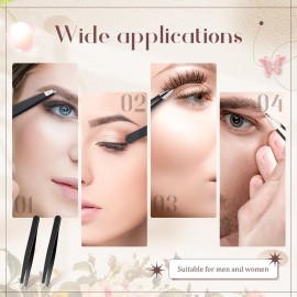 Lasnten 64 Pieces Eyebrow Tweezers for Women Men Slanted Precision Stainless Steel Tweezers Facial Hair Removal Ingrown Hair Eyelash Extension Plucking Blackhead(Black)