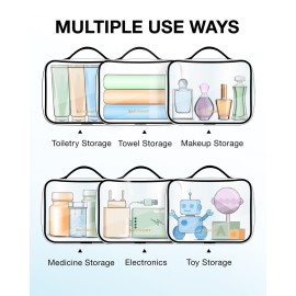 BAGSMART TSA Approved Clear Toiletry Bag, 3 Packs Quart Size Water Resistant Makeup Cosmetic Bags for Women, Airport Airline Travel Essential Carry On Organizer with Handle Large Opening, Black BAGSMART TSA Approved Clear Toiletry Bag, 3 Packs Quart Size Water Resistant Makeup Cosmetic Bags for Women, Airport Airline Travel Essential Carry On Organizer with Handle Large Opening, Black