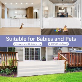 42 Tall X 100 Wide Retractable Baby Gates Extra Wide Retractable Gate for Large Openings Indoor Extra Long Baby Gate Extra Tall Pet Gate for Cats Outdoor Dog Gate for Stairs, Doorways, Decks, White