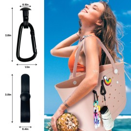 CULASIGN 6 Pcs Hooks Set Compatible for Bog Bags, Key Holder Compatible for Bog Bag Accessories, Insert Charm Carabiner Keychain for Beach Tote Bag