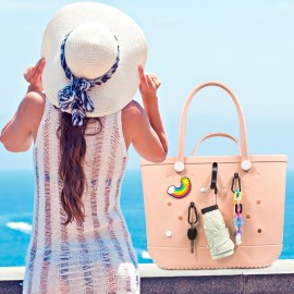 CULASIGN 6 Pcs Hooks Set Compatible for Bog Bags, Key Holder Compatible for Bog Bag Accessories, Insert Charm Carabiner Keychain for Beach Tote Bag