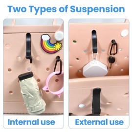 CULASIGN 6 Pcs Hooks Set Compatible for Bog Bags, Key Holder Compatible for Bog Bag Accessories, Insert Charm Carabiner Keychain for Beach Tote Bag