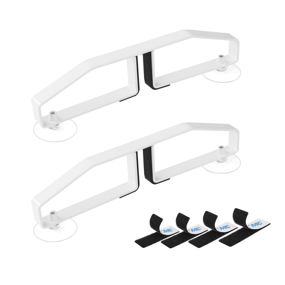 White Metal Support FeetReinforced Version for Freestanding Pet Gate, Heavy Duty Support Feet with Suction Cup +Strips Set of 2 for Foldable Pet Gate, Safety Fence Feet for Dog Gate