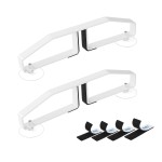 White Metal Support FeetReinforced Version for Freestanding Pet Gate, Heavy Duty Support Feet with Suction Cup +Strips Set of 2 for Foldable Pet Gate, Safety Fence Feet for Dog Gate