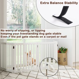 White Metal Support FeetReinforced Version for Freestanding Pet Gate, Heavy Duty Support Feet with Suction Cup +Strips Set of 2 for Foldable Pet Gate, Safety Fence Feet for Dog Gate