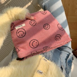 Cosmetic Bags for Women - Corduroy Cosmetic Bag Aesthetic Women Handbags Purses Smile Dots Makeup Organizer Storage Makeup Bag Girls Case Bags (A-Black)