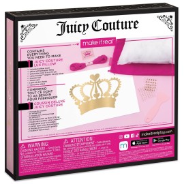 Make It Real DIY Juicy Couture Luxe Pillow Kit - Stylish Tween Decor with Gems & Tassels for Personalized Bedroom Accent - Perfect Craft Gift for Ages 8+