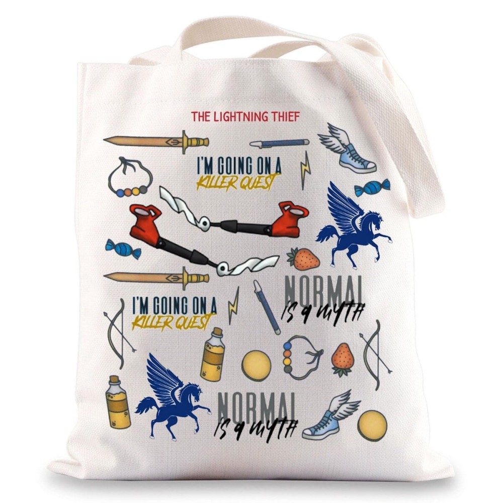 G2TUP Percy Movie Inspired Tote Bag Book Lover Tote Bag Im Going On A Killer Quest Percy Fans Gift (I\'m Going On TG)