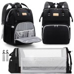 LexiRoman Diaper Bag Backpack, Large Capacity Multifunction Diaper Backpack with Changing Pad for Boy Girl, Travel Baby Bag for Moms Dads, Baby Registry Search Shower Gifts Waterproof Black