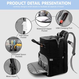 LexiRoman Diaper Bag Backpack, Large Capacity Multifunction Diaper Backpack with Changing Pad for Boy Girl, Travel Baby Bag for Moms Dads, Baby Registry Search Shower Gifts Waterproof Black