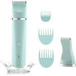 Bikini Trimmer for Women, Electric Razors for Women, IPX7 Waterproof&Easy Cleaning, Ceramic Blade,Rechargeable Pubic Hair Trimmer Womens,Green