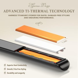 Giacomucci Titanelli 2 in 1 Titanium Hair Straightener and Curler | 100% Pure Ti-Thermal Technology Flat Iron | 1-Inch Professional Styling | Available in Black, Gold, and Pink (Black)