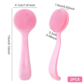 HINZIC 2 Pack Silicone Manual Facial Cleansing Brush, Skin Friendly Waterproof Face Cleaning Scrubber Exfoliator Cleanser for Blackheads Whiteheads Makeup Residues Removal- Pink