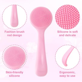 HINZIC 2 Pack Silicone Manual Facial Cleansing Brush, Skin Friendly Waterproof Face Cleaning Scrubber Exfoliator Cleanser for Blackheads Whiteheads Makeup Residues Removal- Pink