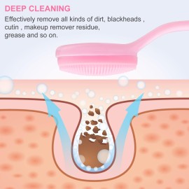 HINZIC 2 Pack Silicone Manual Facial Cleansing Brush, Skin Friendly Waterproof Face Cleaning Scrubber Exfoliator Cleanser for Blackheads Whiteheads Makeup Residues Removal- Pink