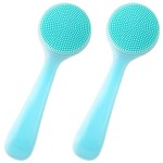 HINZIC 2 Pack Silicone Manual Facial Cleansing Brush, Skin Friendly Waterproof Face Cleaning Scrubber Exfoliator Cleanser for Blackheads Whiteheads Makeup Residues Removal- Blue