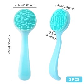 HINZIC 2 Pack Silicone Manual Facial Cleansing Brush, Skin Friendly Waterproof Face Cleaning Scrubber Exfoliator Cleanser for Blackheads Whiteheads Makeup Residues Removal- Blue