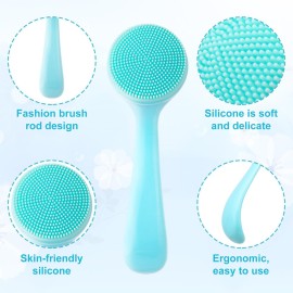 HINZIC 2 Pack Silicone Manual Facial Cleansing Brush, Skin Friendly Waterproof Face Cleaning Scrubber Exfoliator Cleanser for Blackheads Whiteheads Makeup Residues Removal- Blue
