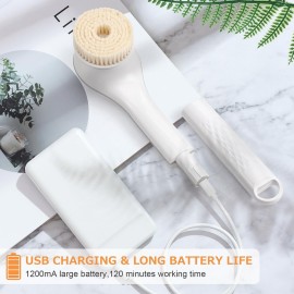 LINGSFIRE Electric Body Brush Rechargeable Back Scrubber for Shower Exfoliating Bath Brush Long Handle for Shower Lotion Applicator for Back Silicone Body Scrubber with 6 Shower Brush Heads LINGSFIRE Electric Body Brush Rechargeable Back Scrubber for Shower Exfoliating Bath Brush Long Handle for Shower Lotion Applicator for Back Silicone Body Scrubber with 6 Shower Brush Heads