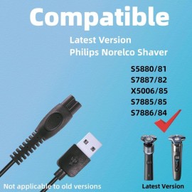 Qjin USB Charging Cable for Philips Norelco Shaver S3243, S3341, S5880, S7885, S7886, S7887 - Power Cord 5V - 2 Pcs
