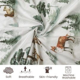 PHF 3 Pack Soft Mini Crib Sheets, Woodland Silky Pack N Play Sheets for Baby Boys Girls Neutral, Universal Fit for Pack N Play, Playard, Portable and Mini Crib Mattresses, Woodland