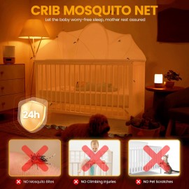 Orzbow Crib Tent Safety Net, Encrypted Crib Mosquito Net to Keep Baby in, Crib Cover with Two-Way Zippers, Durable, Strong, Keep Baby Infant from Climbing Out, Falls and Mosquito Bites, White