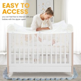 Orzbow Crib Tent Safety Net, Encrypted Crib Mosquito Net to Keep Baby in, Crib Cover with Two-Way Zippers, Durable, Strong, Keep Baby Infant from Climbing Out, Falls and Mosquito Bites, White