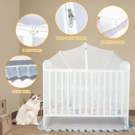 Orzbow Crib Tent Safety Net, Encrypted Crib Mosquito Net to Keep Baby in, Crib Cover with Two-Way Zippers, Durable, Strong, Keep Baby Infant from Climbing Out, Falls and Mosquito Bites, White