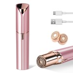Facial Hair Removal for Women- as Seen on TV Painless Face Shaver -Painless Womens Facial Hair Remover with 2 Replacement Heads, Lipstick-Sized, USB RechargeableRose Gold