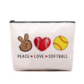 CEASQVAA Softball Cosmetic Bag for Women, Birthday Gifts for Softball Lovers, Coach & Team